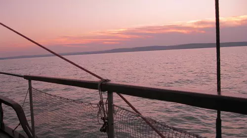 Balatoni haj�t�ra, naplemente