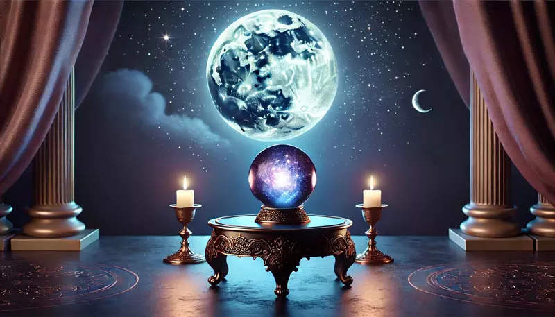 Krist�lyg�mb �s telihold egy csillagos �g alatt, letisztult kompoz�ci�val.